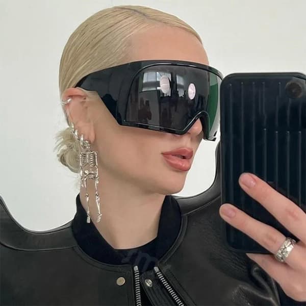 Oversized punk-solglasögon unisex med UV400-skydd, grå Gray
