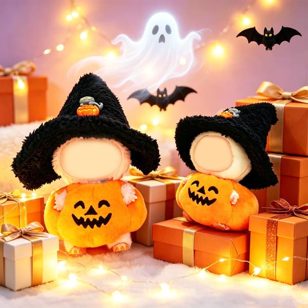 Halloween Pumpakläder för Labubu 17cm Dockor, Orange Outfit Set Pumpkin Orange