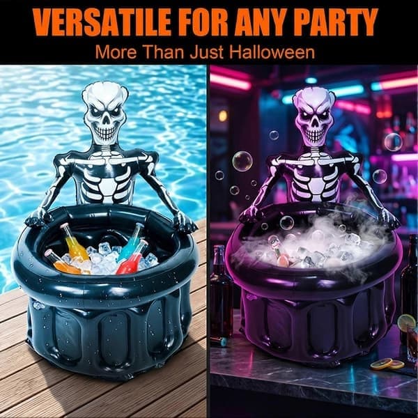 Oppustelig kranie-isspand, Halloween ølkøler, til festdekoration, B B