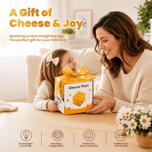 Ost Squishy, 2,4\" Mini Osteterning Langsomt Stigende Squishy Legetøj, Blødt Sensorisk Fidget Klemmelegetøj til Stresslindring og Angstdæmpning, Skrivebordsdekoration,