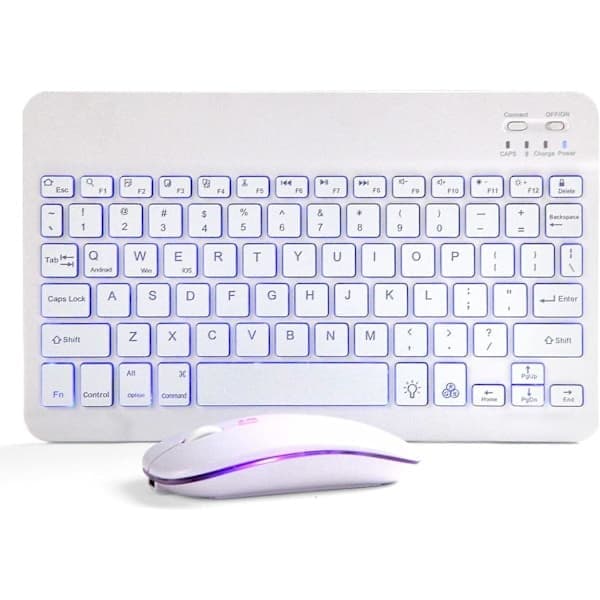 Oppladbart trådløst tastatur og mus-kombinasjon med Bluetooth