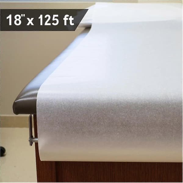 Undersøkelsesbenkpapir, 45,7 cm X 38 M Engangs Standard Hvit Krepp, Papirruller