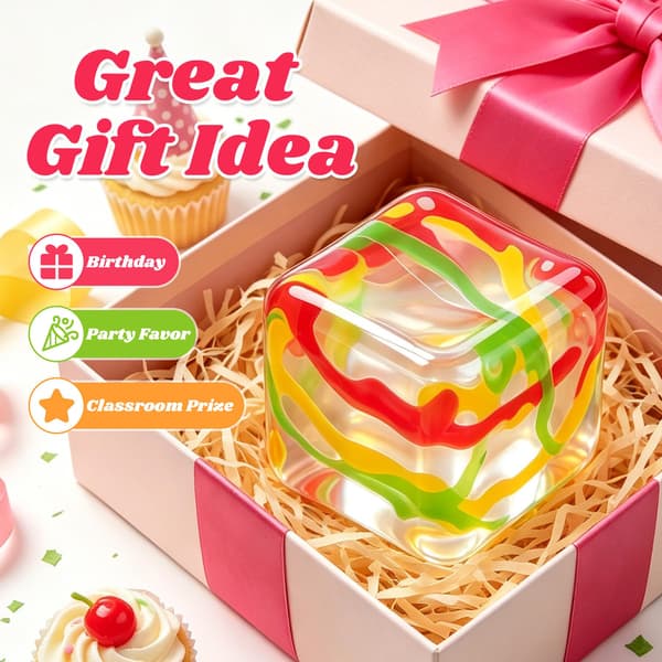 Stresskuben, 5 cm Transparent Virvel Squishy Kub, Maltosfylld Squishy Stresskub, Långsamt Stigande Texturerad Squishy, Klämkub för Barn Striped Cube