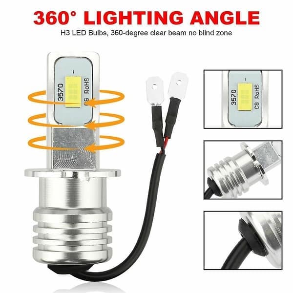 2X H3 Supersterke LED-frontlykter Tåkelys Kjørelyspære Kit 6000K Hvit 10W