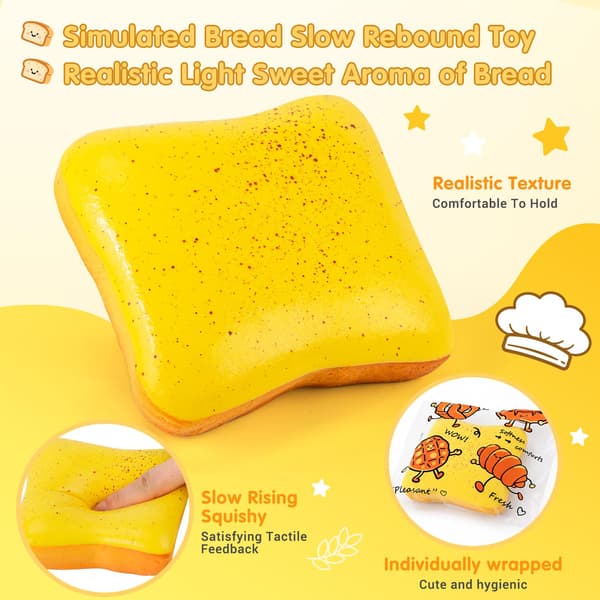 Bröd Smör Squishy Långsamt Stigande Kläm Fidget Squishies Leksaker (Gul) Bread Stick-1p-yellow