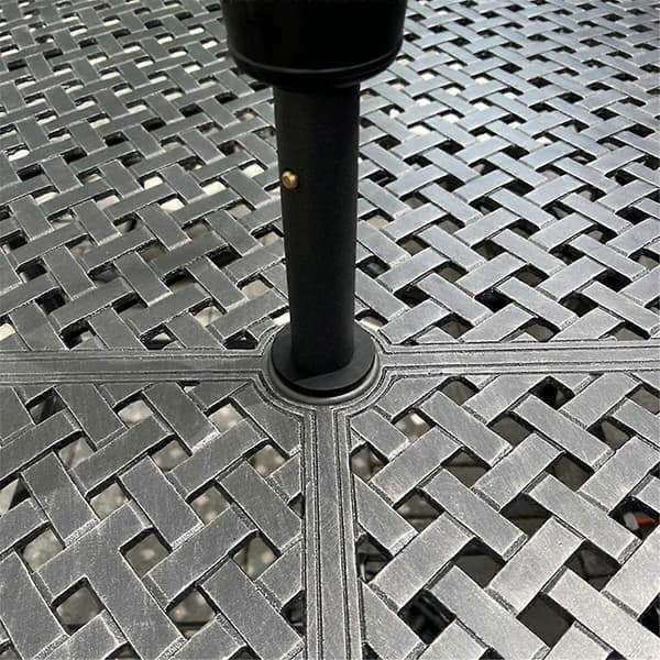 Paraplyring for utebord med hull, paraplystabilisatorhylse, svart