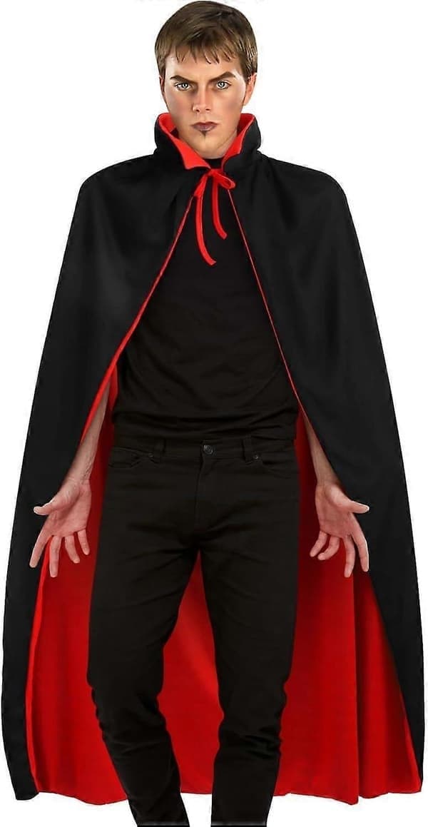 1,4 meter Halloween vampyrkappe til voksne Vampyrkappe med krave Vendbar vampyrkappe