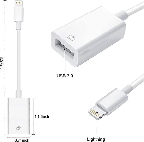 Lightning til USB-kameraadapter Lightning hun USB OTG-kabeladapter til visse iPhone-, iPad-modeller understøtter tilslutning af kamera