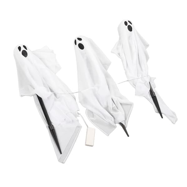 Lysende spøkelsesstaver Hvit Halloween LED-plenpynt Plaststoffspøkelser for utendørs hagekit