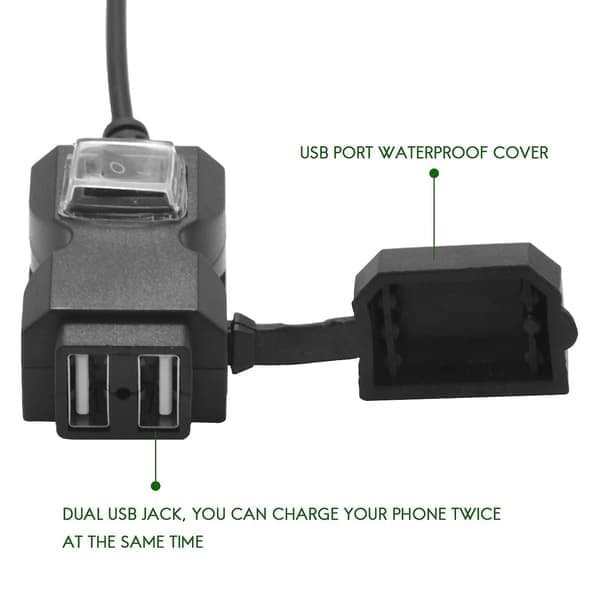 12V Vanntett Motorsykkel Dobbel USB Lader Uttak Adapter