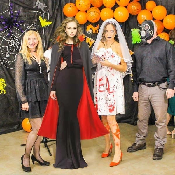 1,4 meter Halloween vampyrkappe til voksne Vampyrkappe med krave Vendbar vampyrkappe