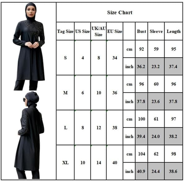 Voksen Badedragt Print Isla Badedragt Hijab Badedragt, Sort, Størrelse M black m