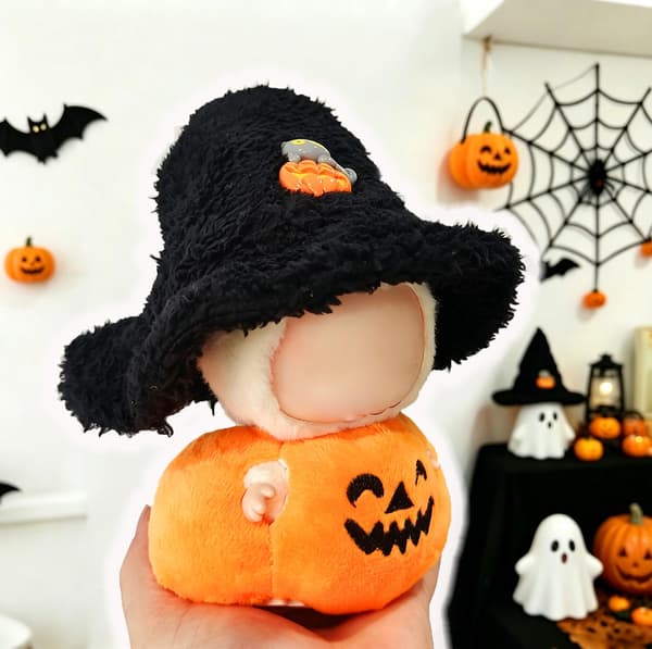Halloween Pumpakläder för Labubu 17cm Dockor, Orange Outfit Set Pumpkin Orange