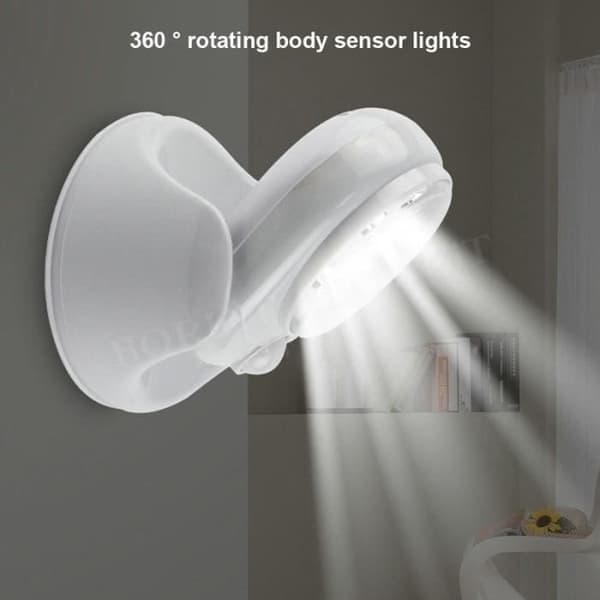 LED-lampa, 360° rotation, rörelsesensor, trådlös, utomhus, trädgård, hall, vit, en enhet