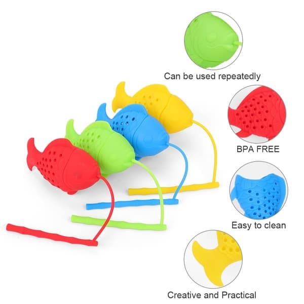 Søt silikon te-infuser, matkvalitet, fiskeformet design, morsom te-sil