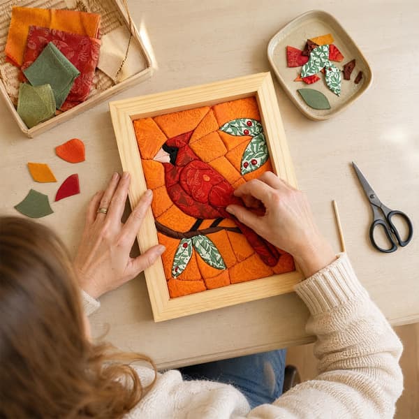 Kinusaiga stoffkunstsett | DIY 3D stoff poke kunstsett for voksne Style E