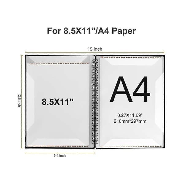 Notatmappe, 60 sider, notatperm/holder, passer A4-format, skrivbar avtakbar kjøreperm (svart)