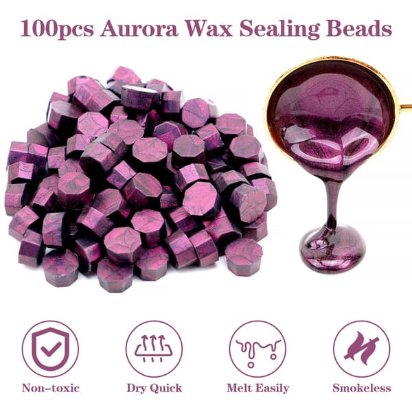 100 st Aurora flytande violetta vaxpärlor, vaxpärlor för sigillstämplar 100PCS Liquid Violet