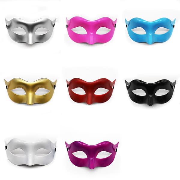 Halloween halvmaske til maskerade - ensfarvet blank - sort Black