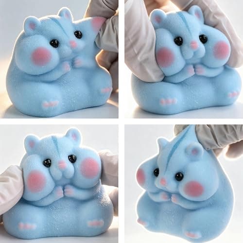 Handgjord Taba Squishy Hamsterleksak, Söt Squishy Stresslindrande Fidgetleksak | SÖT KLÄM Mjuk Giftfri Silikon Ost Smör Dumpling Squishy Blue