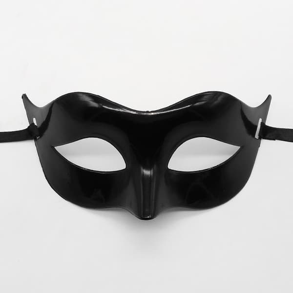Halloween halvmaske til maskerade - ensfarvet blank - sort Black