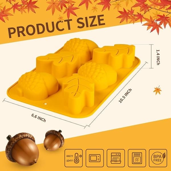 Efterårssæbeforme Silikone Agern- og bladform 3-pak Efterårsbageforme til muffins minikager gelé jumbochokolade Thanksgiving, bladmix Leaf mixture