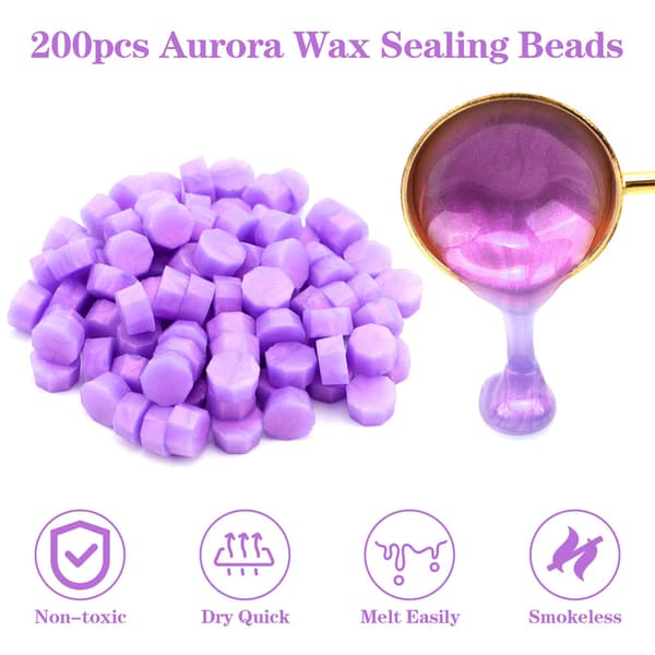 200 stk. Aurora Dream iriserende voksforseglingsperler, voksperler for forseglingsstempel 200PCS Dream Iridescent