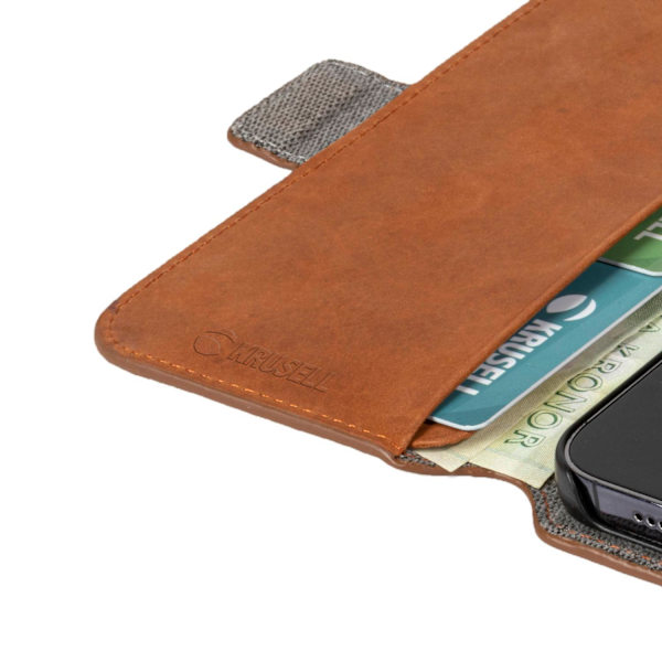 Premium iPhone 13 Mini Leather Phone Wallet / Brown - SWEDISH DESIGN - REAL LEATHER Brun