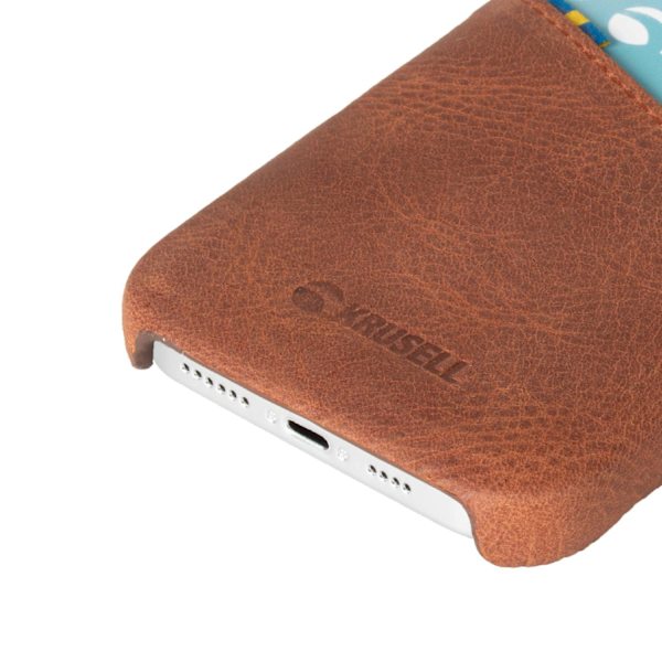 Premium Sunne Card Cover til iPhone 12 Pro Max / Cognac - SVENSK DESIGN - ÆGTE LÆDER Brun