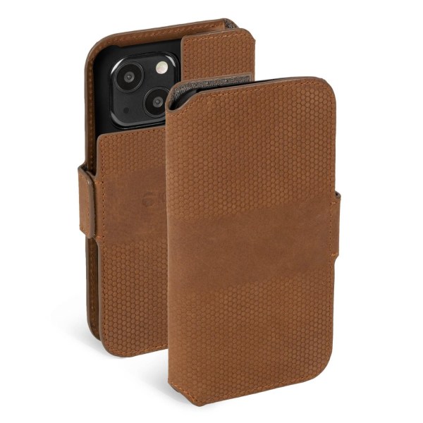 Premium iPhone 13 Mini Leather Phone Wallet / Brown - SWEDISH DESIGN - REAL LEATHER Brun