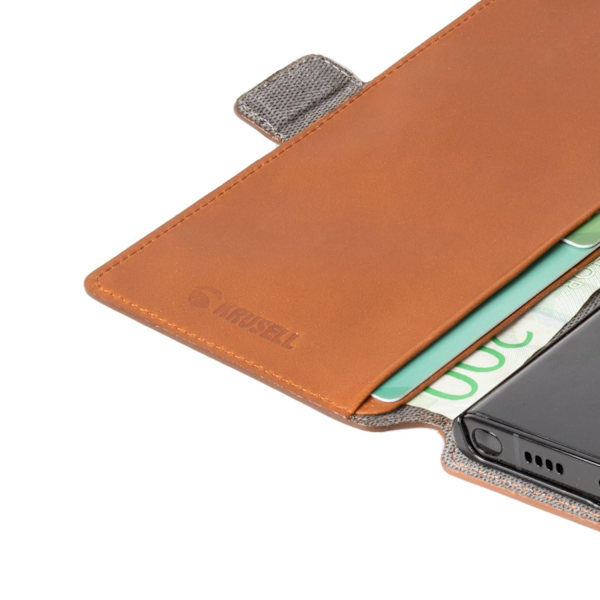 Premium Läder Telefonplånbok Samsung Galaxy S22 Ultra / Cognac - SVENSK DESIGN - ÄKTA LÄDER Brun