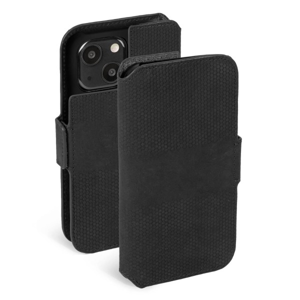 Premium iPhone 13 Läder Telefonplånbok / Svart - SVENSK DESIGN - ÄKTA LÄDER Svart