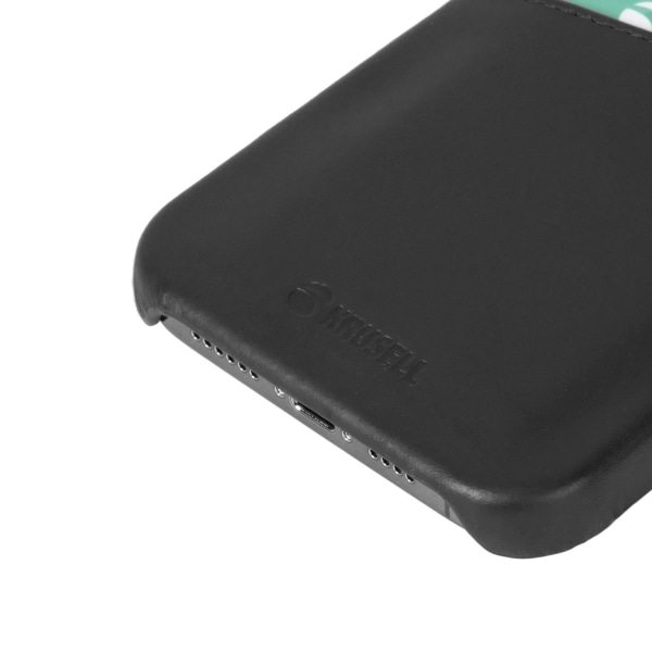 Premium iPhone 13 mini Leather CardCover / Black - SWEDISH DESIGN - REAL LEATHER Svart