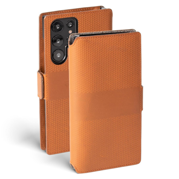 Premium læder telefonpung Samsung Galaxy S22 Ultra / Cognac - SVENSK DESIGN - ÆGTE LÆDER Brun