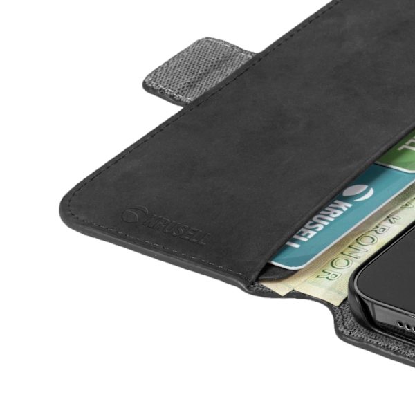 Premium iPhone 13 Pro Max telefonplånbok i läder - SVENSK DESIGN - RIKTIGT LÄDER Svart