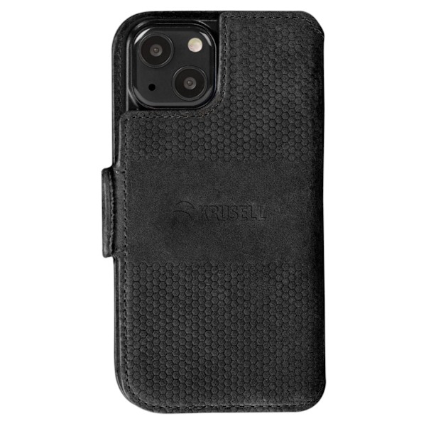 Premium iPhone 13 Læder Telefonpung / Sort - SVENSK DESIGN - ÆGTE LÆDER Svart
