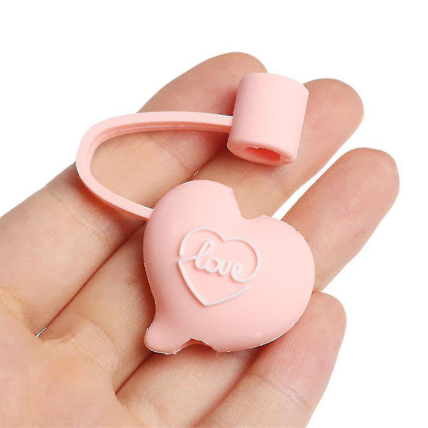 5 stycken kreativa silikonstråpluggar Återanvändbara tecknade plugglock Dricksdammlock Rosa