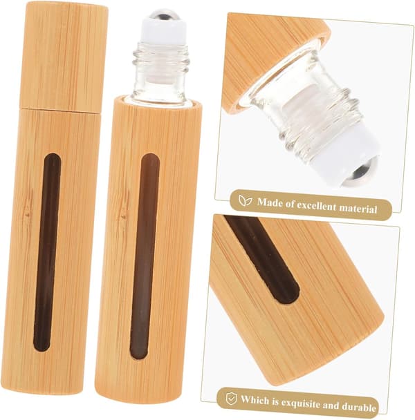 Bambu Roll-on Flaskor 3st 10ml Små Tomma Eterisk Oljehållare med Fönster för Resor och Aromaterapi