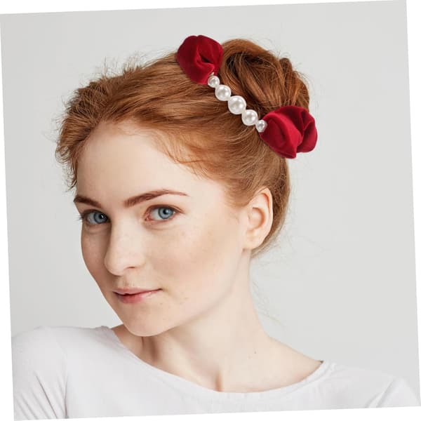 2 stk. fløjl perle hårbånd scrunchy til kvinder piger elastiske hårelastikker bløde søde scrunchies til hestehaleholder