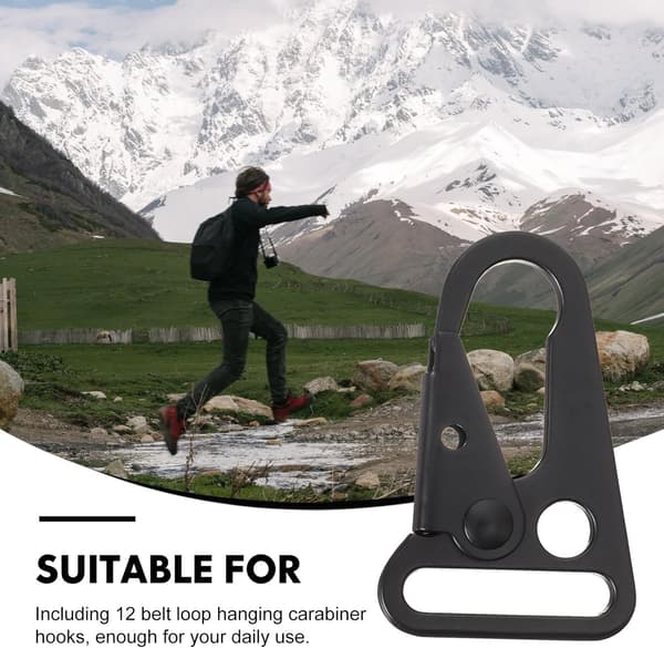 12 st fjäderkarbinhakar i zinklegering, multifunktionella