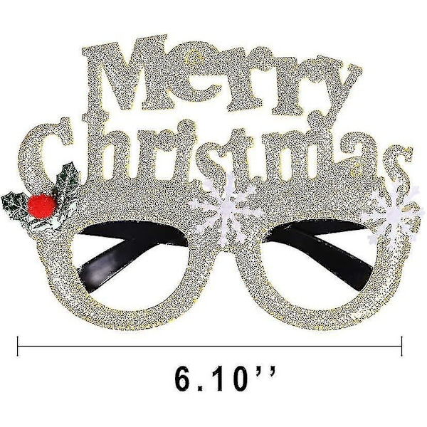 12 stk Julebriller med Glitter, Festbrillerammer, Juledekorasjon, Kostymebriller til Julefester, Feriegaver, Fotoboks (en Størrelse)