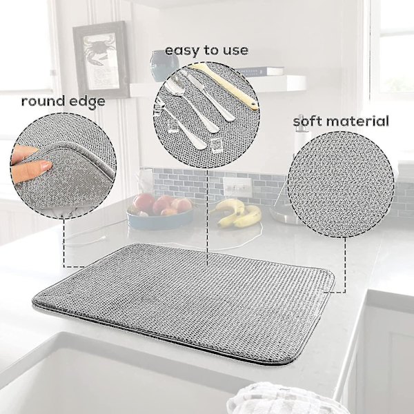 2-pack Mikrofiber Disktorkningsmatta, absorberande Disktorkningsplatta Köksbänk