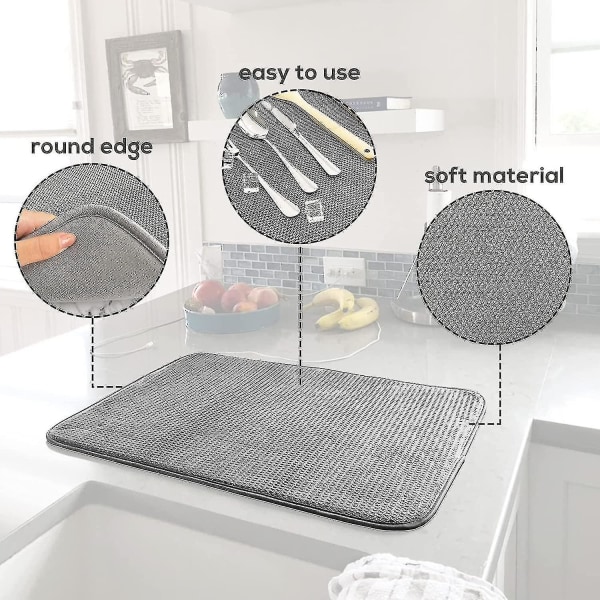 2-pak mikrofiber opvaskemåtte, absorberende opvaskemaskine køkkenbord