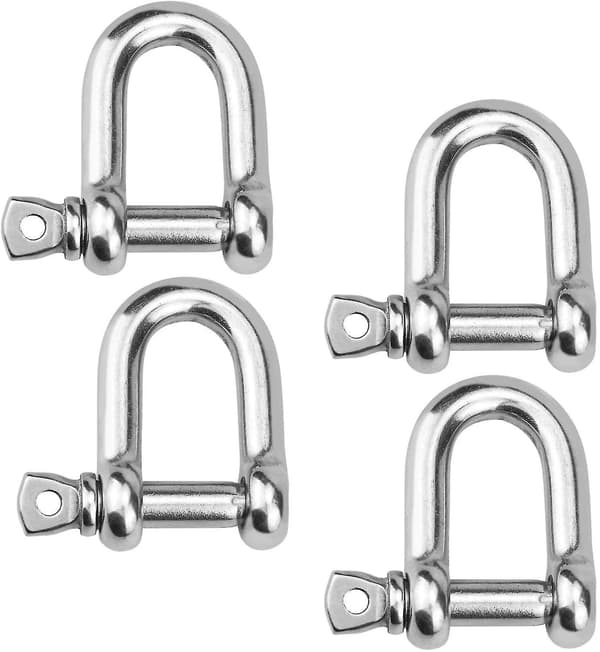 4 stk. M10 Rustfrit Stål Shackle, Kæde D-Ring Shackle
