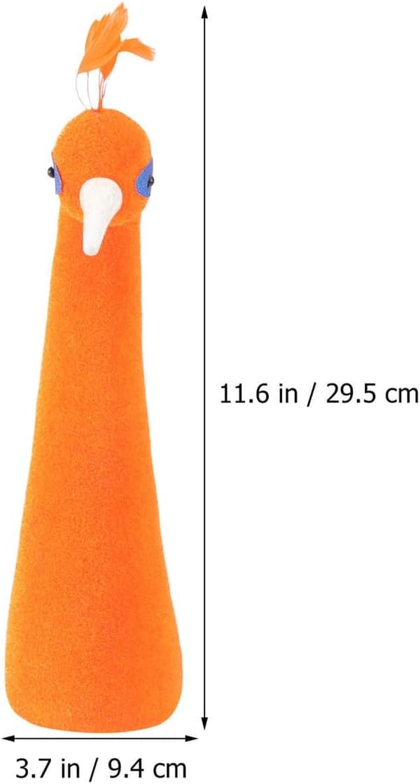 Simulerad påfågelhuvudmodell Orange sammet Realistisk prydnad för bröllopsfestdekoration