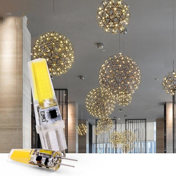 10 stk G4 6W 600lm COB LED Bi-pin lyspære dimbar for bobiler og båter