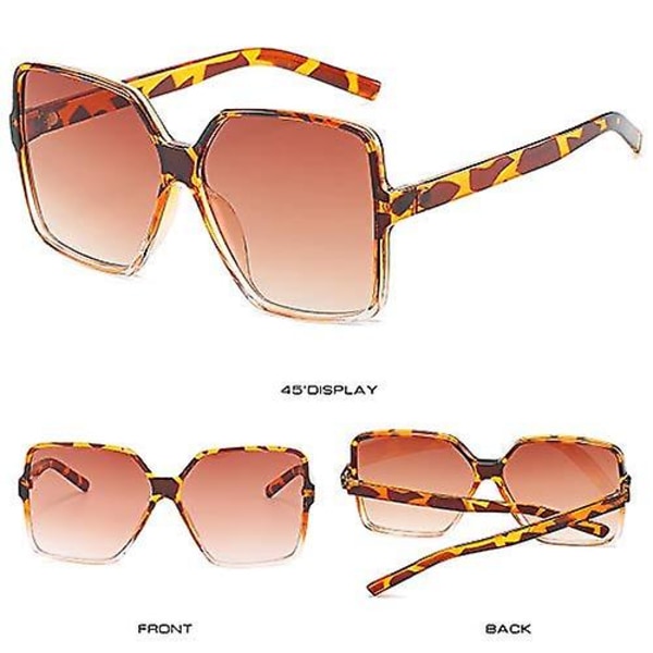 Overdimensjonerte firkantede solbriller Kvinner Stor Stor Frame Solbriller Vintage Fashion Shades UV-beskyttelse