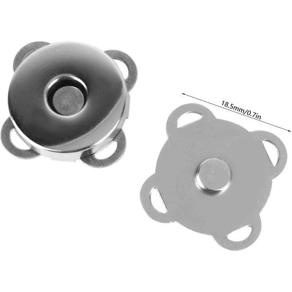 Metallmagnet Spänne Magnet Väska Spänne Snabbkopplingar Knappar DIY Kläder Väska Tillbehör (18,5 mm Ljus Handsydd Magnetisk Knapp) silver 10 st