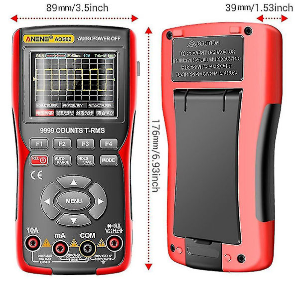 Aos02 2 i 1 Digital Oscilloskop Profesjonell Transistor Test Multimeter 48ms/s Samplingshastighet Profesjonell 10mhz