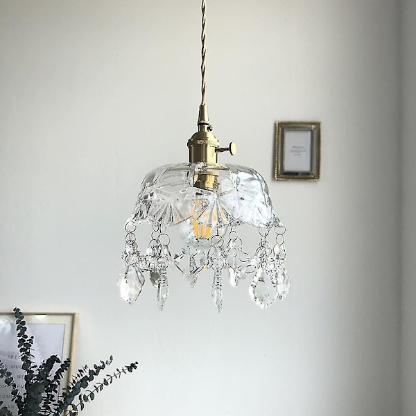 20cm Liten Mässing Glas Chandelier E27 Utan Glödlampa